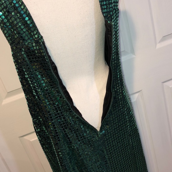 Handmade vintage green metallic retro sequins dress - Picture 4 of 8